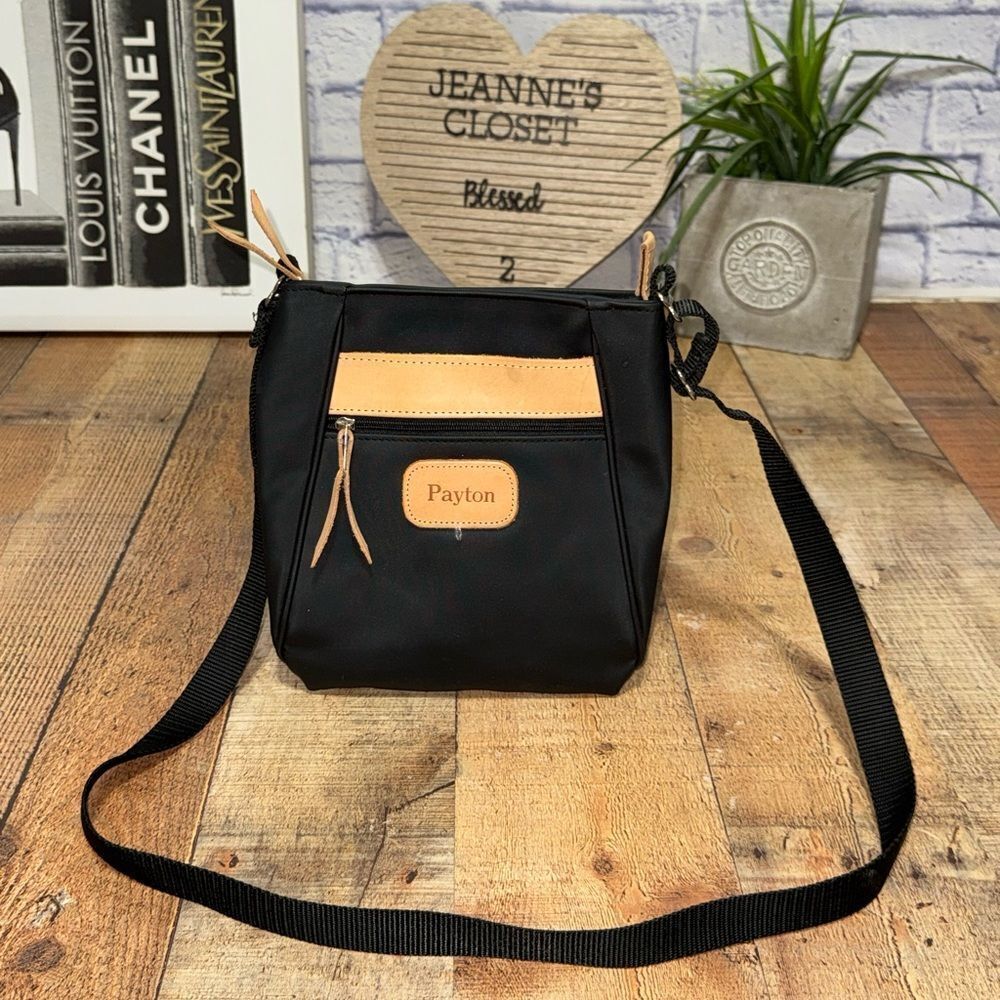 Jon Hart design Bag Crossbody Purse Coasted Canvas Black Payton monogram